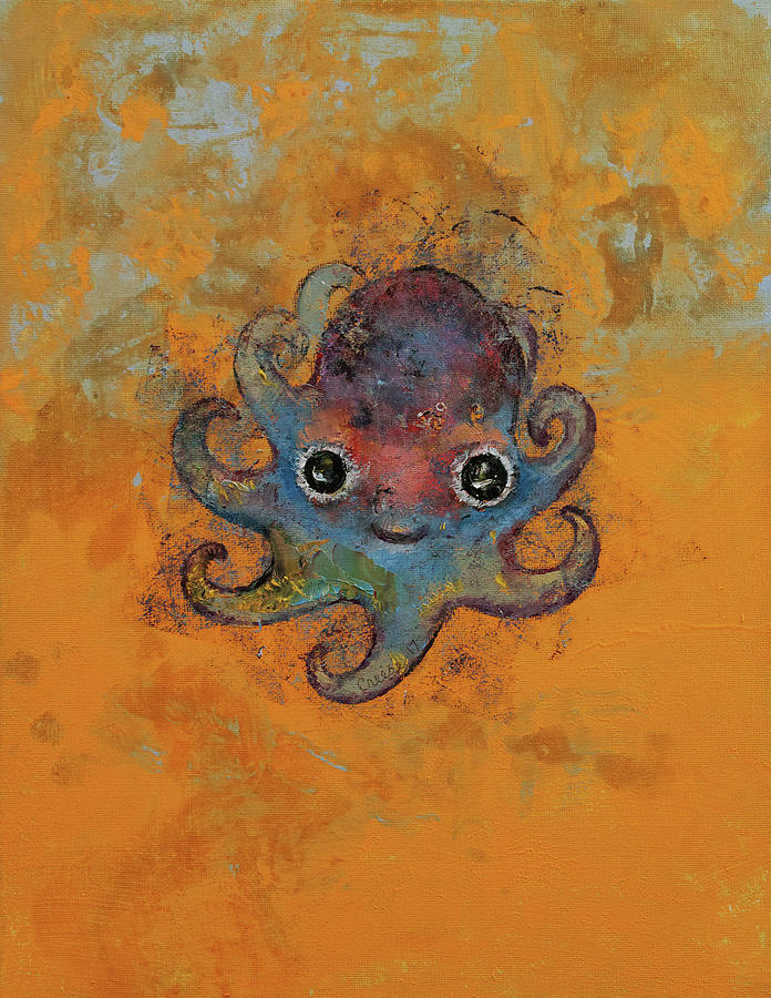 Baby Octopus Painting by Michael Creese