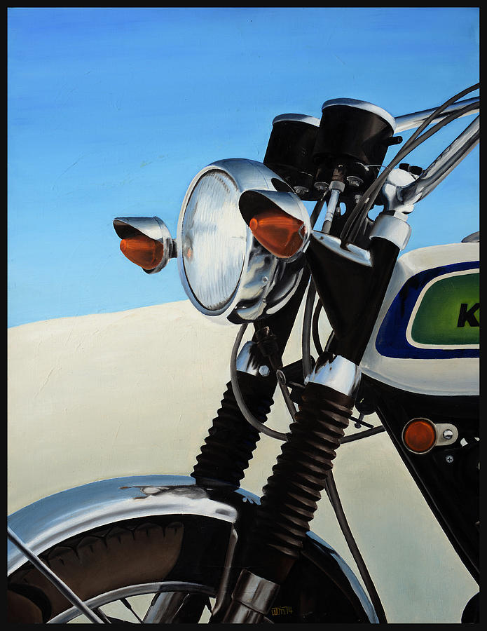 Kawasaki at White Sands, NM Painting by W James Mortensen