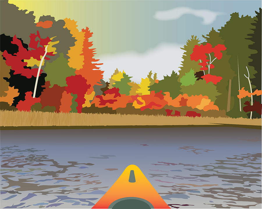 Kayak Painting - Kayak--Fall by Marian Federspiel