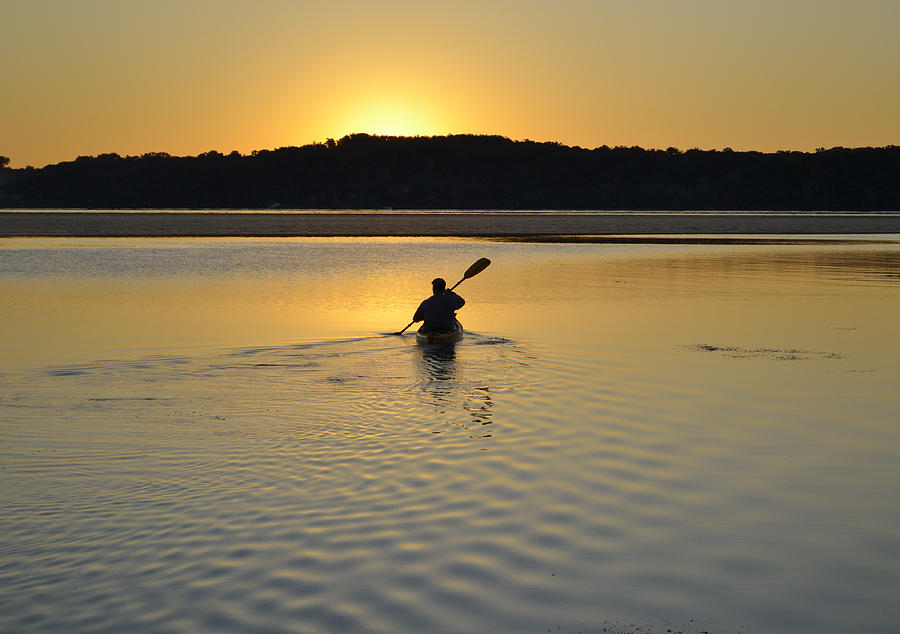 Kayak into the Sunrise - Potomac River  Photograph by Brendan Reals