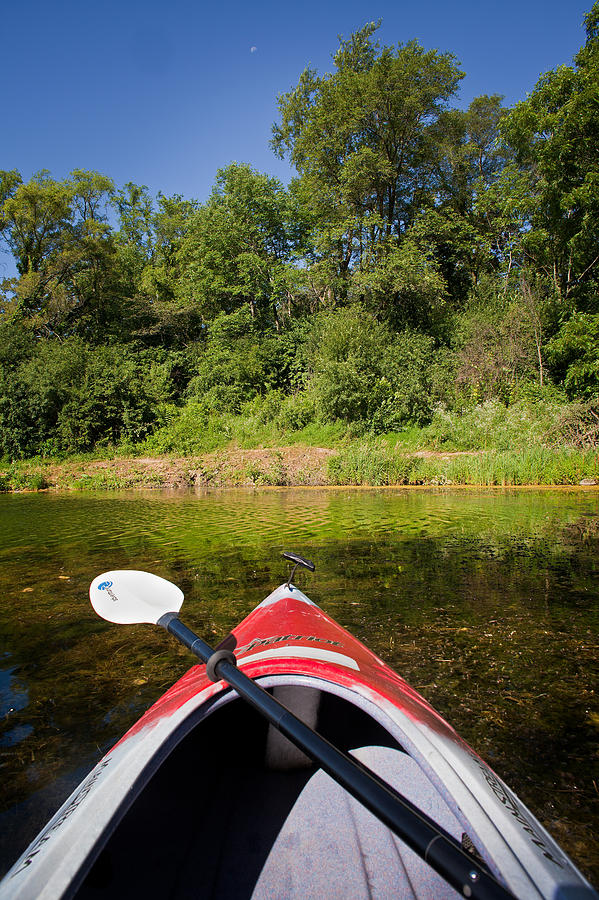 Boat Photograph - Kayak on a Forested Lake by Steve Gadomski