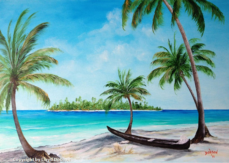 Kayak On The Beach Painting by Lloyd Dobson