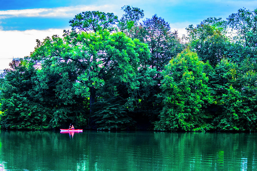 Kayak On Tranquil Lake Photograph