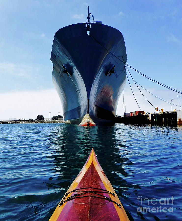 Kayak versus Ship Photograph by Michael Cinnamond