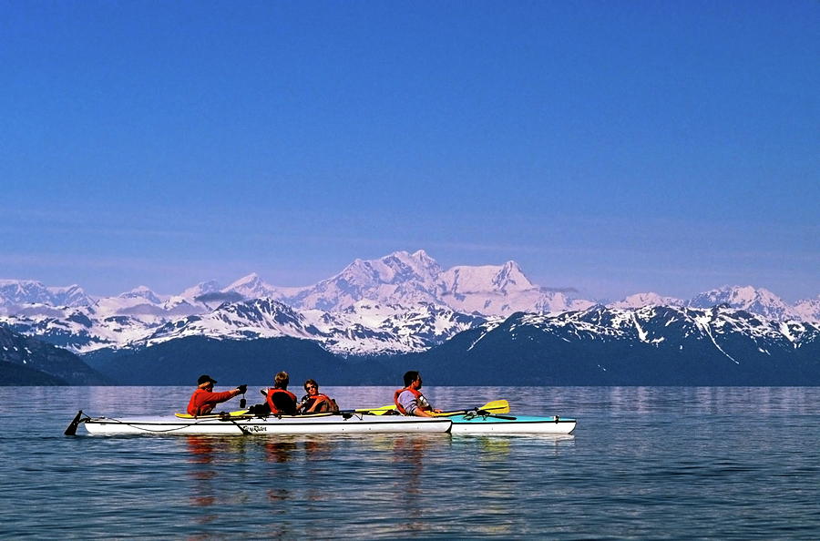 Kayakers in Alaska Photograph by Sally Weigand