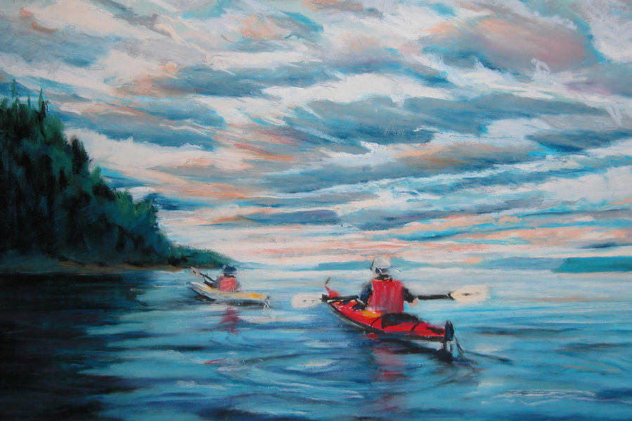 Kayakers Painting by Synnove Pettersen
