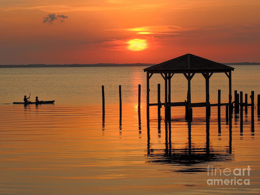 Kayaking At Sunset OBX Photograph by Jeff Breiman