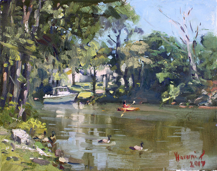 Boat Painting - Kayaking by Ylli Haruni