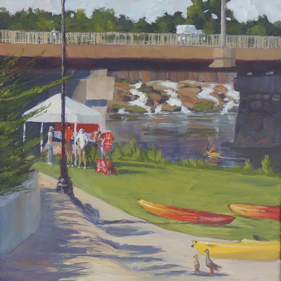 Kayaks for Rent Painting by Bill Tomsa