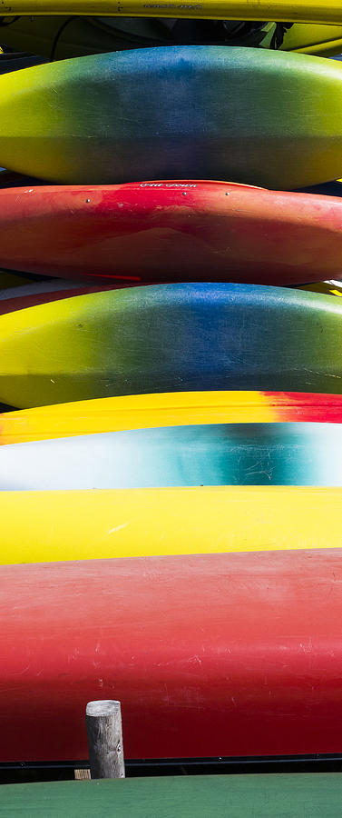 Kayaks Stacked at Lake Wingra - Madison - Wisconsin Photograph by Steven Ralser