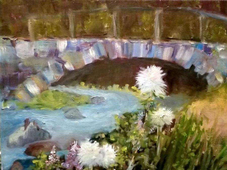 Kays Bridge with bird Painting by Cheryl LaBahn Simeone