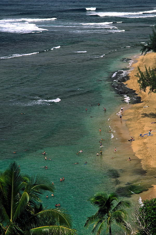 People Photograph - Kee Beach overview by Sally Weigand People Photograph - Kee Beach overview by Sally Weigand
