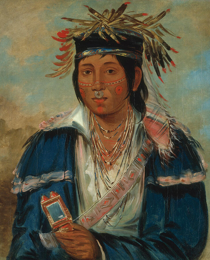 Kee-mo-ra-nia, No English, a Dandy, from 1830 Painting by George Catlin
