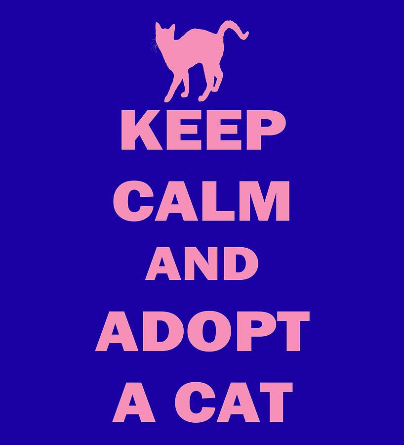 Keep Calm and Adopt A Cat Digital Art by David G Paul