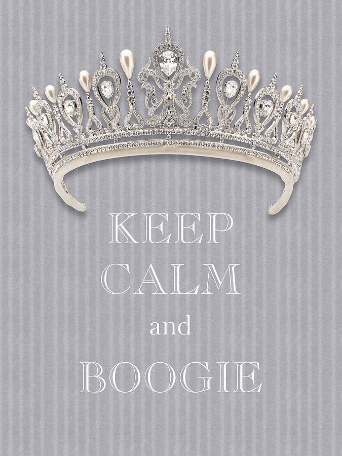Keep Calm and Boogie Diamond Tiara Gray Flannel Photograph by Kathy Anselmo