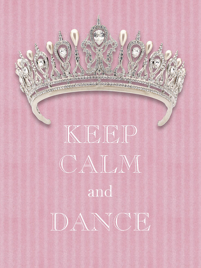 Keep Calm and Dance Diamond Tiara Pink Flannel Photograph by Kathy Anselmo