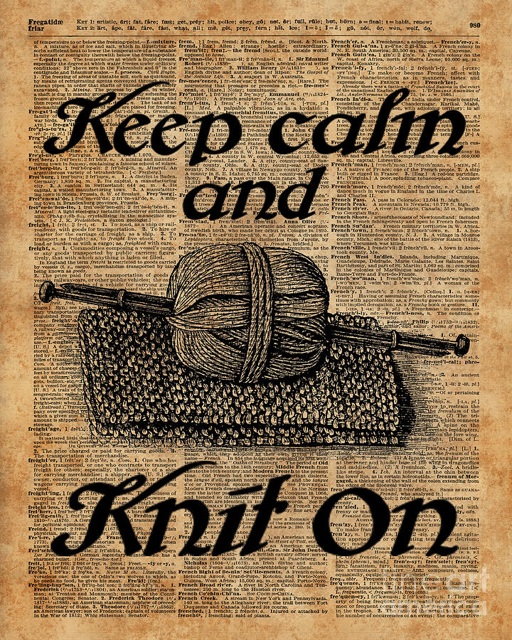 Vintage Digital Art - Keep Calm And Knit On by Anna W