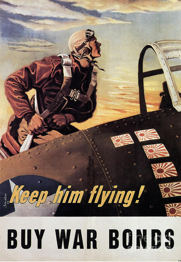 Keep Him Flying Buy War Bonds Poster Painting by Vintage Collectables