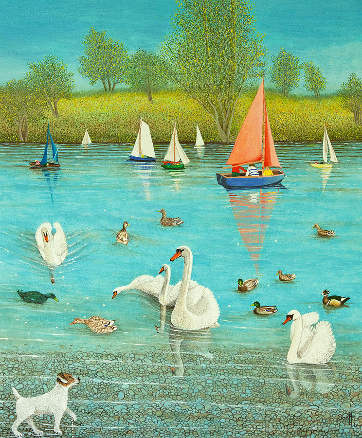 Swan Painting - Keeping a Watchful Eye by Pat Scott