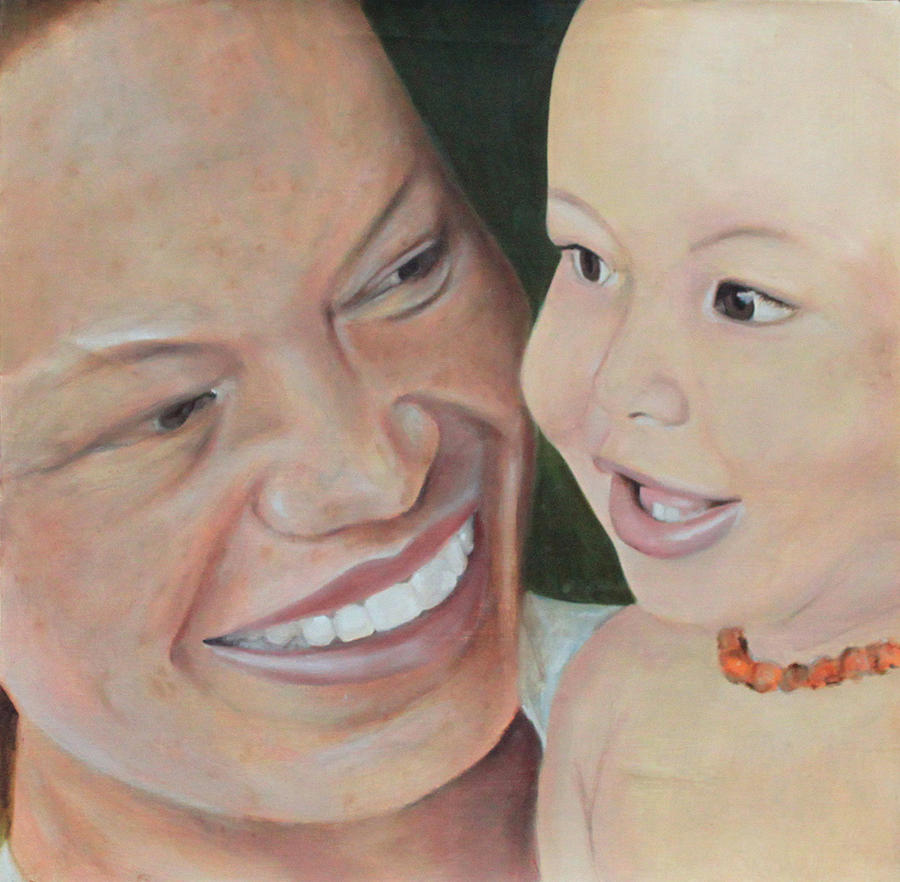 Portrait Painting - Keffi and Rocco by Fiona Jack   