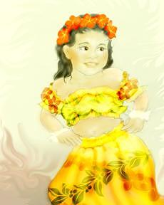 Hand Sketched Drawing - Keiki Hula by Ruth Kongaika Hand Sketched Drawing - Keiki Hula by Ruth Kongaika