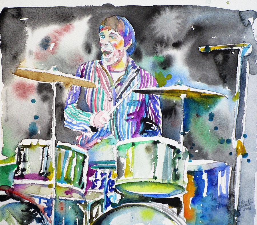 KEITH MOON - watercolor portrait.3 Painting by Fabrizio Cassetta
