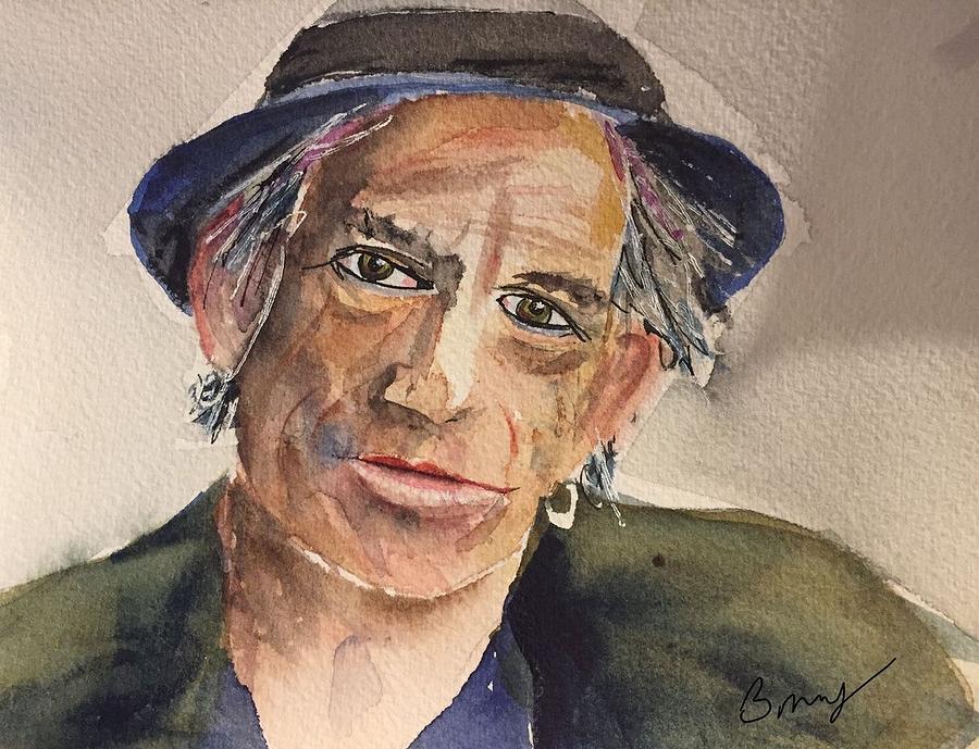 Keith Richards In Hat Painting by Bonny Butler