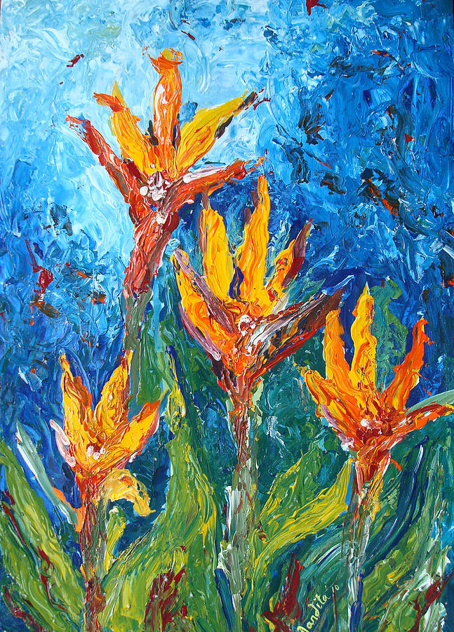 Keli Flowers from my garden Painting by Nandita  Richie