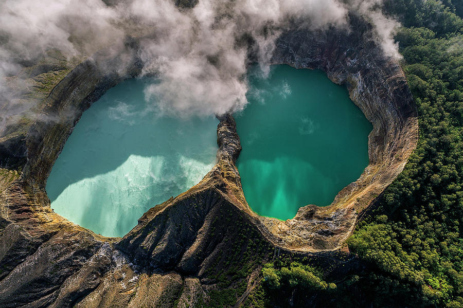 Nature Photograph - Kelimutu volcanic crater from above, Indonesia by Pradeep Raja PRINTS