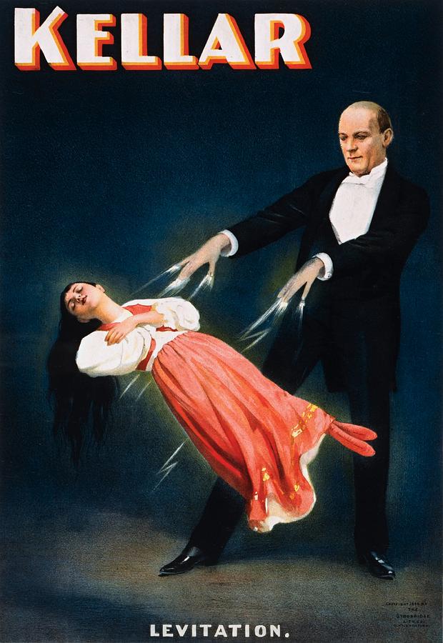 Kellar Levitation magician poster 1894 Painting by Vincent Monozlay