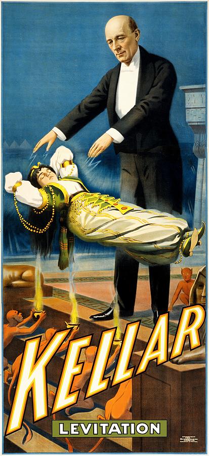 Kellar, Levitation, magician poster, 1900 Painting by Vincent Monozlay
