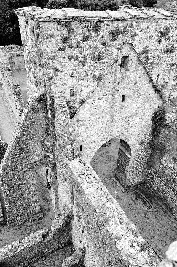Kells Irish Priory Medieval Ruins Arched Gateway Tower County Kilkenny Ireland Black and White Photograph by Shawn OBrien