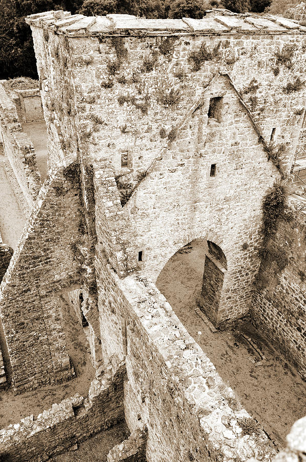 Kells Irish Priory Medieval Ruins Arched Gateway Tower County Kilkenny Ireland Sepia Photograph by Shawn OBrien