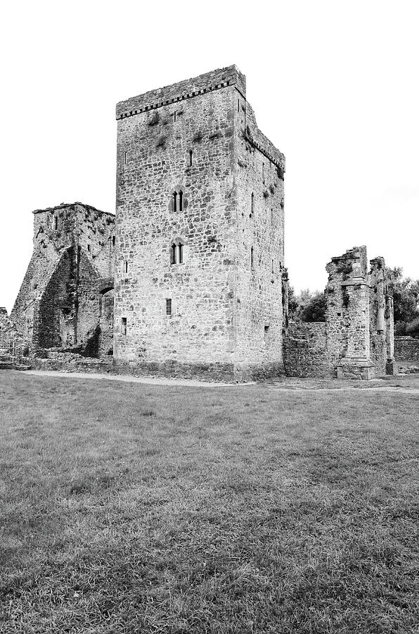 Kells Irish Priory Restored Medieval Castle Tower House County Kilkenny Ireland Black and White Photograph by Shawn OBrien