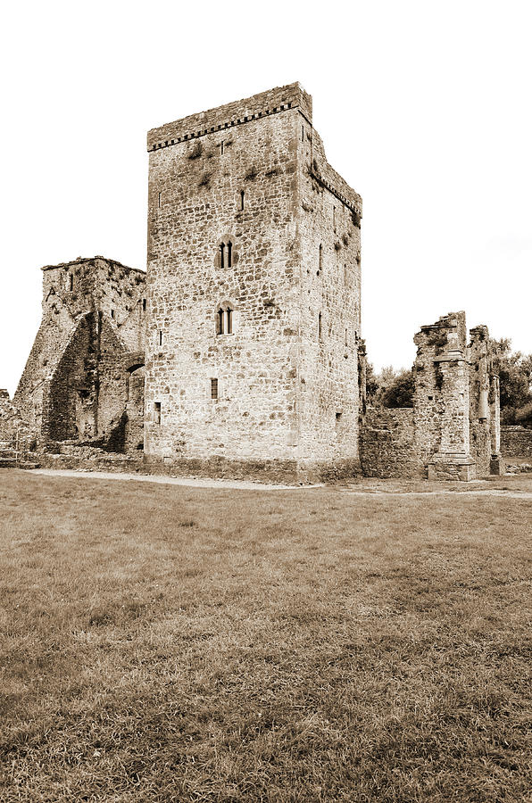 Kells Irish Priory Restored Medieval Castle Tower House County Kilkenny Ireland Sepia Photograph by Shawn OBrien