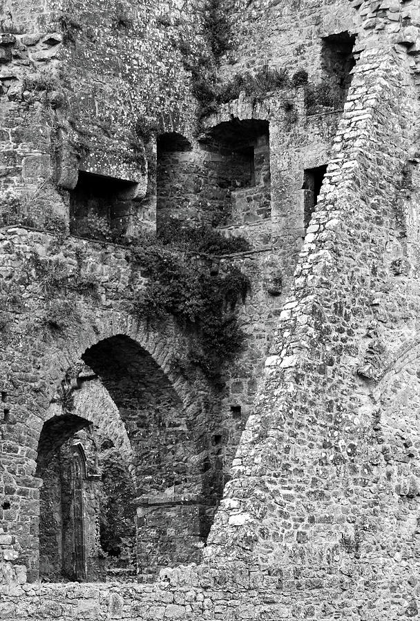 Kells Priory Ireland Interior Medieval Abbey Ruins County Kilkenny Black and White Photograph by Shawn OBrien