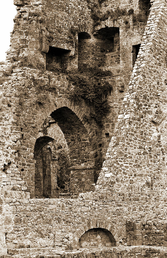 Kells Priory Ireland Tower House Interior Ruins County Kilkenny Sepia Photograph by Shawn OBrien