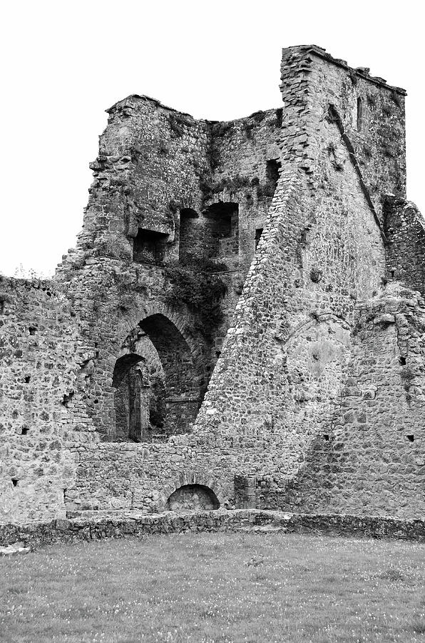 Kells Priory Ireland Tower House Ruins County Kilkenny Black and White Photograph by Shawn OBrien