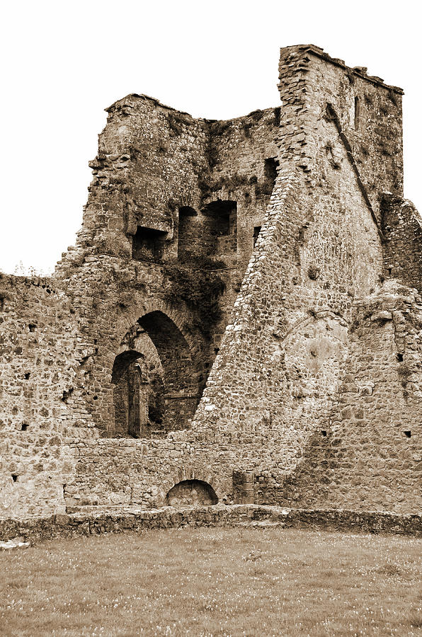 Kells Priory Ireland Tower House Ruins County Kilkenny Sepia Photograph by Shawn OBrien