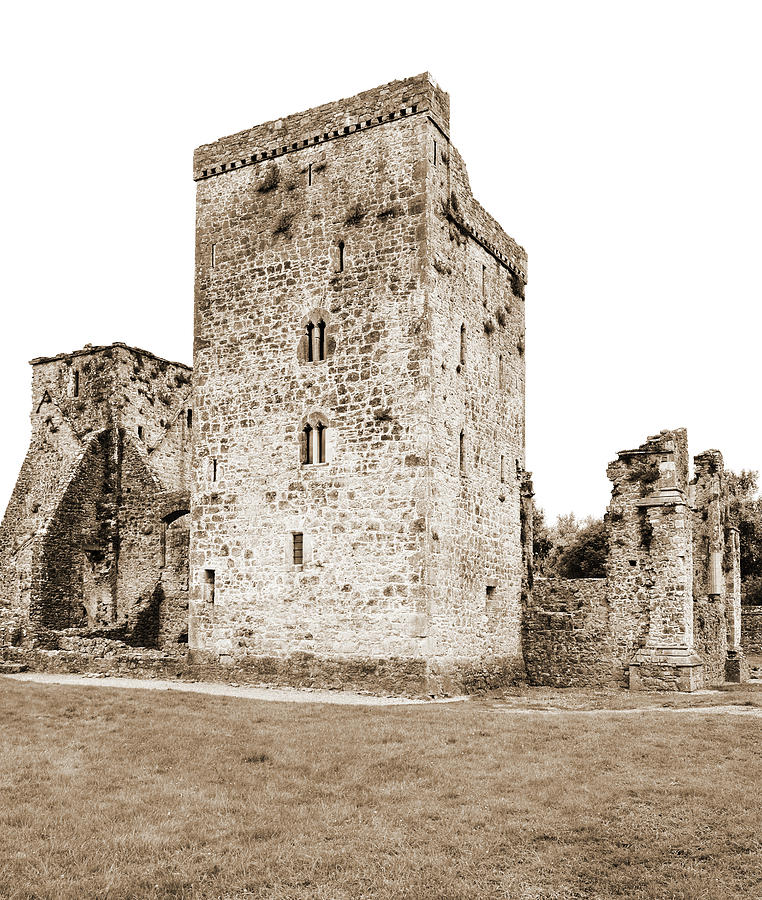 Kells Priory Irish Medieval Castle Tower House County Kilkenny Ireland Sepia Photograph by Shawn OBrien