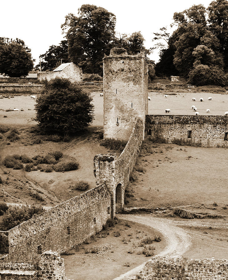 Kells Priory Outer Wall Gatehouse and Fortified Tower County Kilkenny Ireland Sepia Photograph by Shawn OBrien
