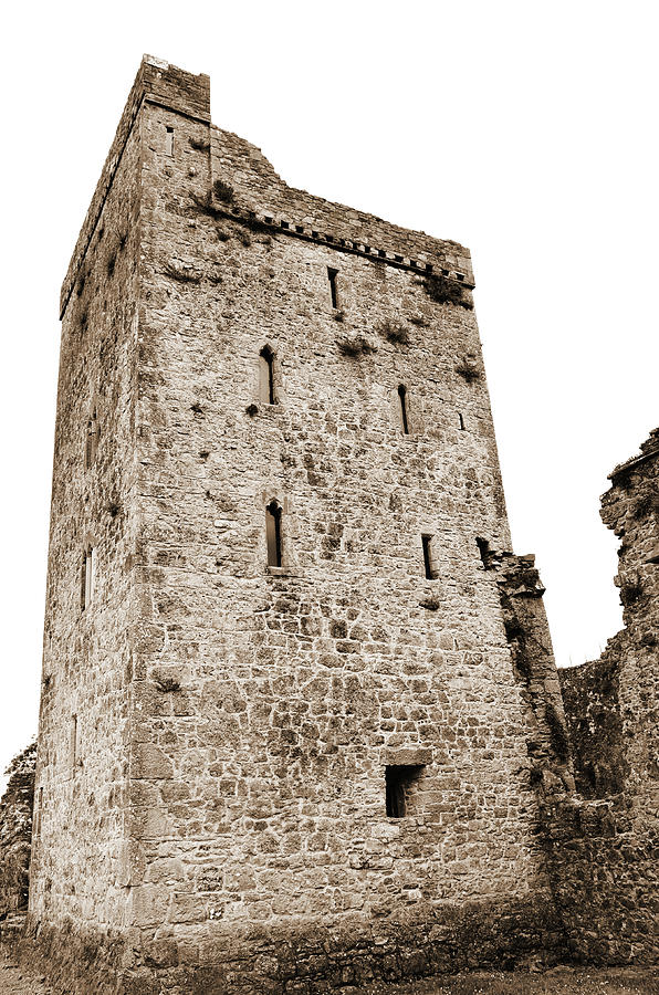 Kells Priory Restored Medieval Irish Castle Tower House County Kilkenny Ireland Sepia Photograph by Shawn OBrien