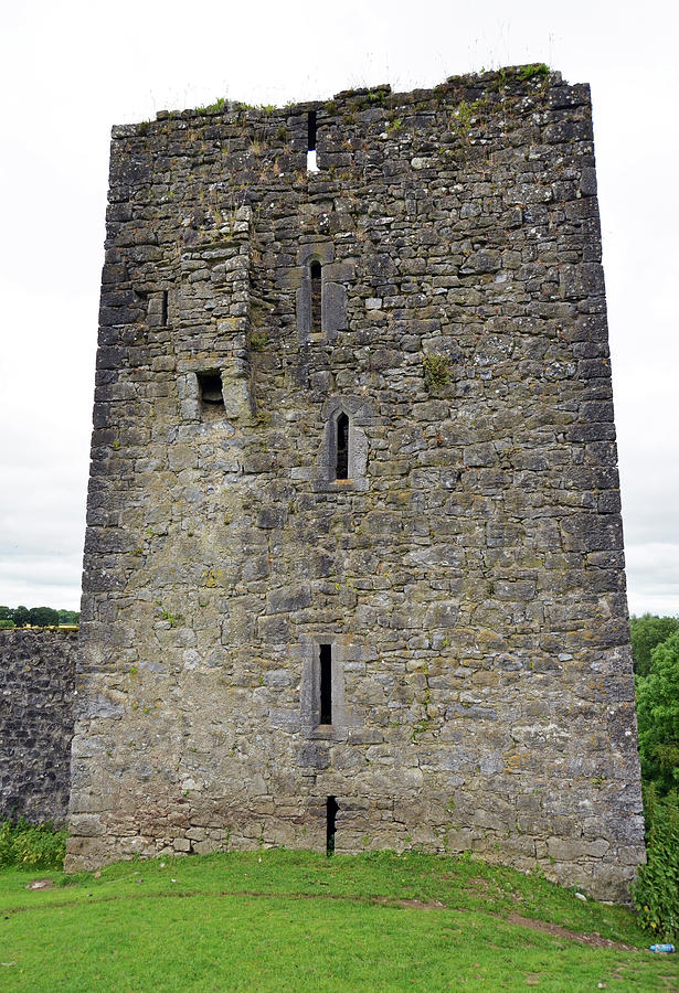 Kells Priory Tower House Medieval Keep Ruin County Kilkenny Ireland Black and White Photograph by Shawn OBrien