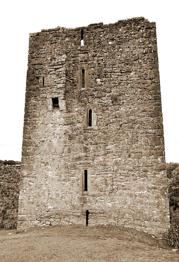 Kells Priory Tower House Medieval Keep Ruin County Kilkenny Ireland Sepia Photograph by Shawn OBrien