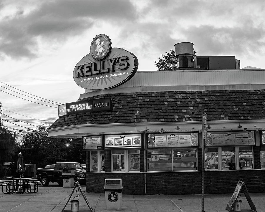 Kellys Roast Beef Rever Beach Revere MA Black and White Photograph by Toby McGuire