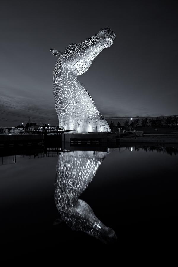 Kelpies in Black and white Photograph by Stephen Taylor