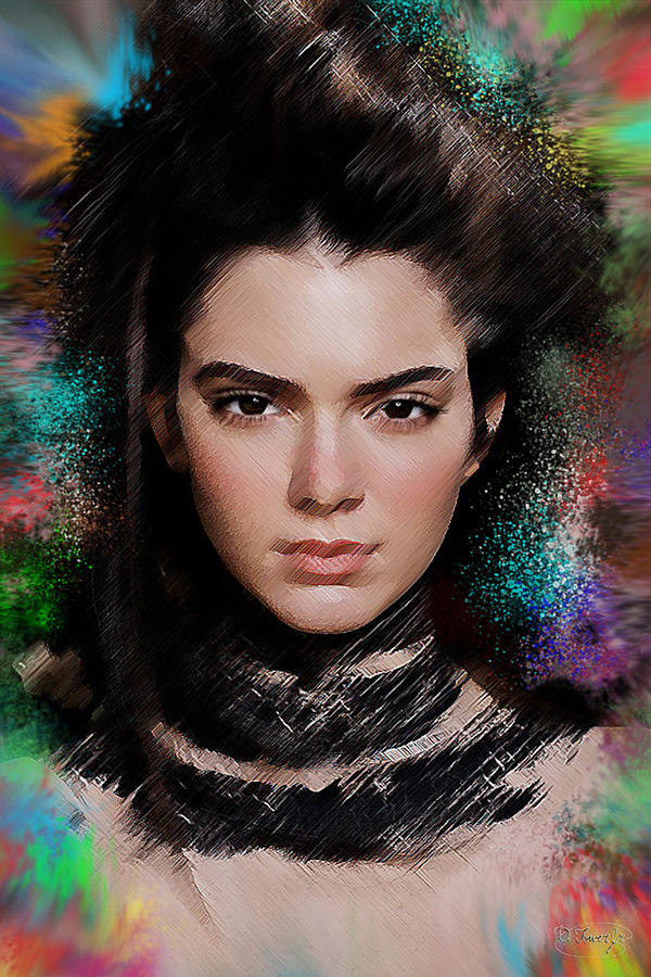 Kendall Jenner Digital Art by D Tower Jr - Pixels