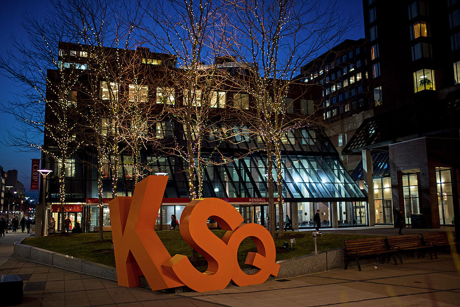  Kendall  Square  Sign Cambridge  Ma Night Photograph by Toby 