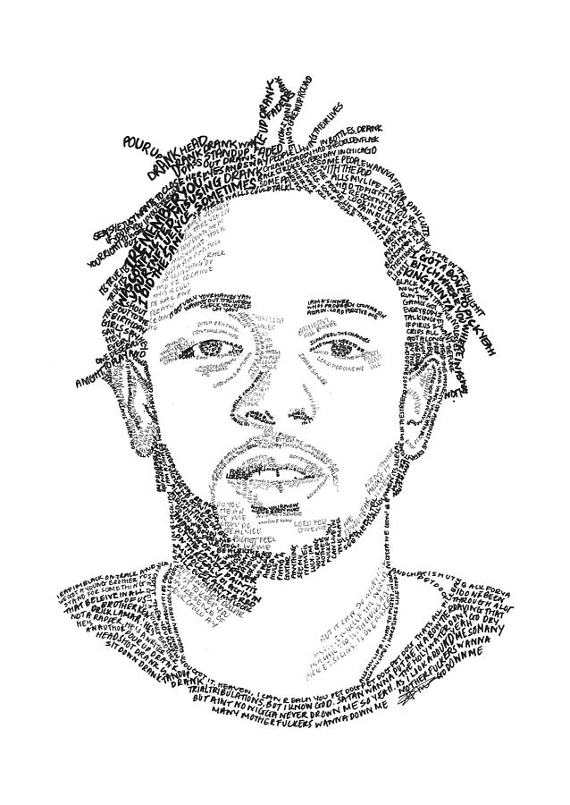 Kendrick Lamar Drawing - Kendrick Lamar Lyric Art by Class of 93.