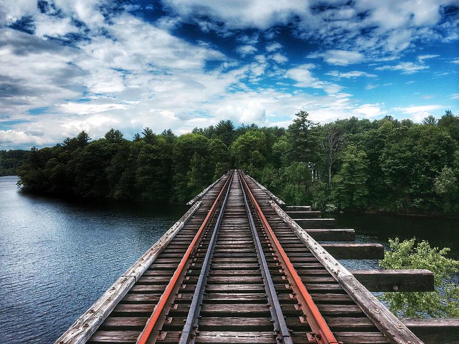 Tree Photograph - Kennebec River Trestle by Nick Heap